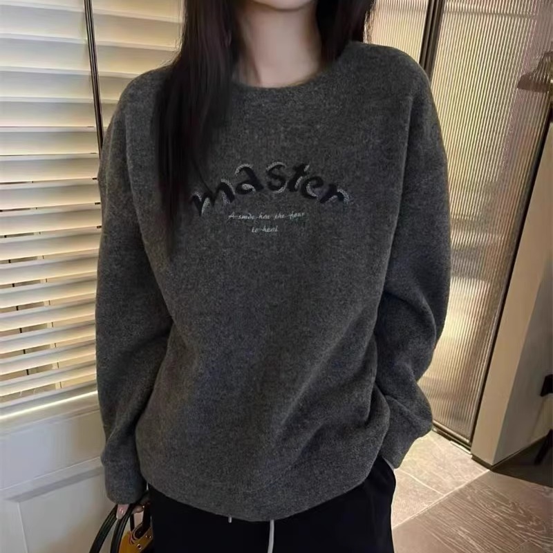 字母印花长袖套头卫衣女T恤