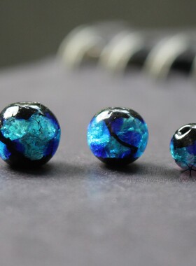 8 10 12mm 浅蓝色 日式夜光琉璃珠项链琉璃彩点珠 夜光珠 DIY配件