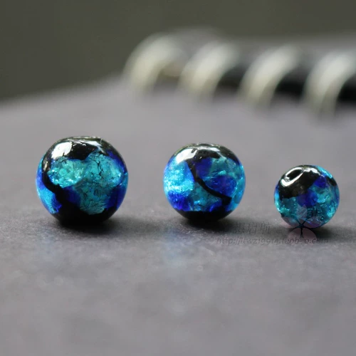 8 10 12 мм светло -синий японский стиль светящийся стеклянный колье за ​​колье глазированные точки точечные шарики светящиеся жемчужины