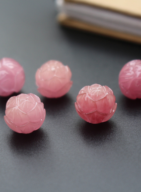 粉压珊瑚合成双色莲花diy手链