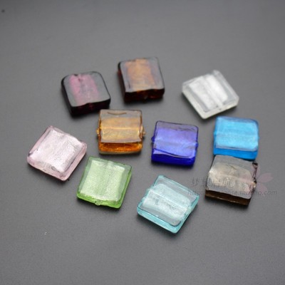 10个/包方形琉璃银箔多色
