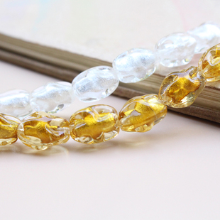 异形银箔金色白手工琉璃珠散珠DIY饰品手链项链耳环手编材料配件