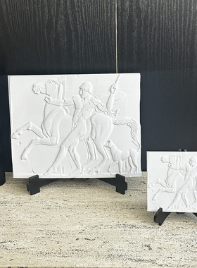 ins复古文艺罗马浮雕勇士和马装饰画摆件玄关软装书房样板间艺术