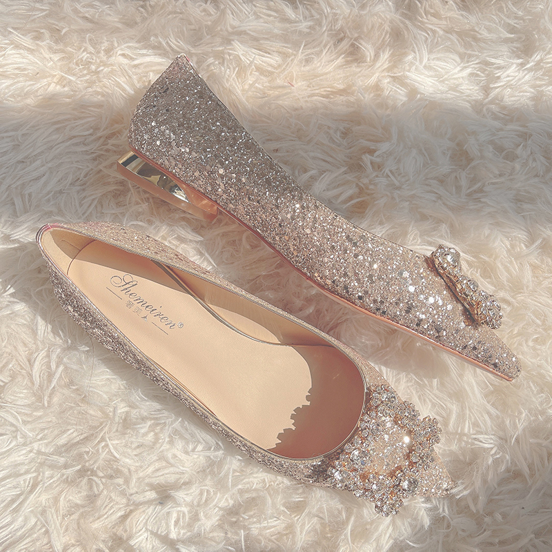 水晶闪亮片伴娘孕妇宴会日常婚鞋