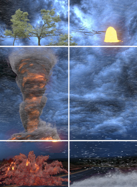 灾难爆炸龙卷风海啸陨石岩浆闪电特效素材pr剪辑AE合成带透明通道