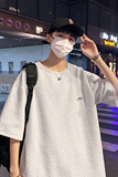 重磅华夫格短袖男宽松潮牌五分袖t恤A342P35控48，男装T恤，电商A309