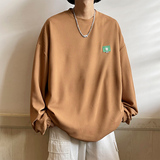 秋季主推款华夫格笑脸贴标圆领卫衣男潮牌内搭长袖t恤A363P40，男装卫衣，电商A309