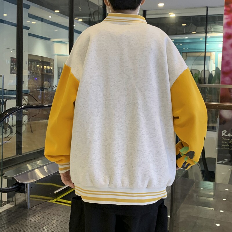 标准春季秋冬字母学院风加绒夹克帅气外套宽松上衣男士春秋休闲,男装夹克,电商A309