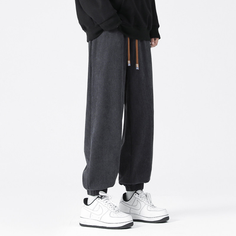 欧棉绒休闲束脚卫裤男加绒加厚秋冬保暖长裤子A389P60控88,男装休闲裤,电商A309