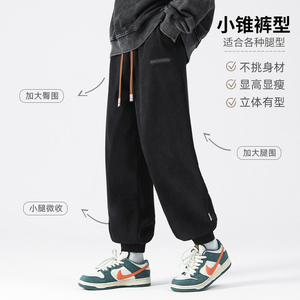 秋冬欧棉绒裤子男加绒加厚休闲束脚卫裤 A389P60 控88图片