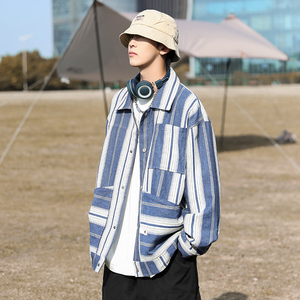 cityboy色织牛仔外套情侣潮牌条纹工装夹克 103P108图片