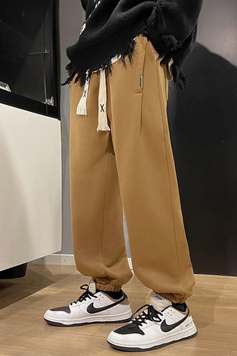 秋冬廓形简约百搭加绒加厚运动裤男束脚卫裤A379P60控88,男装休闲裤,电商A309