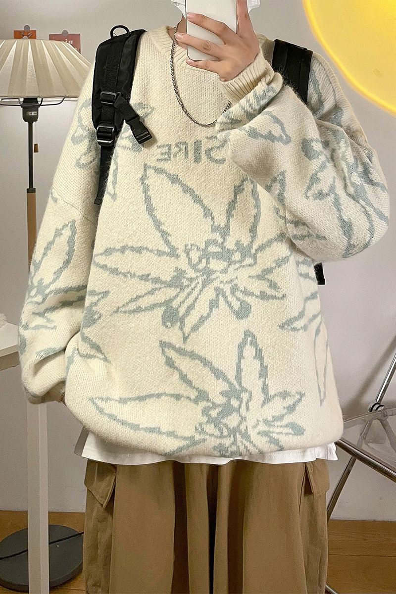 秋冬加厚叶子提花加厚毛衣男女宽松同款MY314P65控88,男装针织衫/毛衣,电商A309