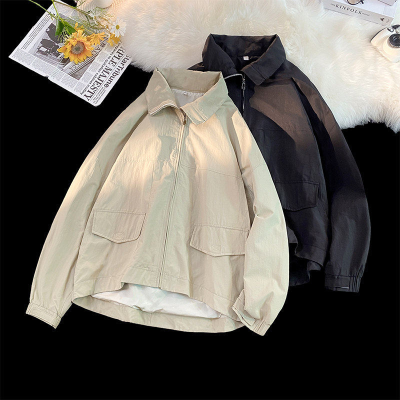 毛毯风秋季薄款夹克男潮牌宽松廓形工装外套888P88，男装夹克，电商A309