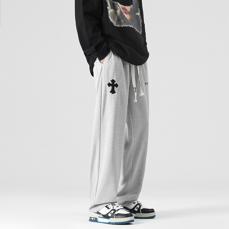 宽松直筒刺绣运动裤男潮牌休闲拖地长裤子A399P45,男装休闲裤,电商A309