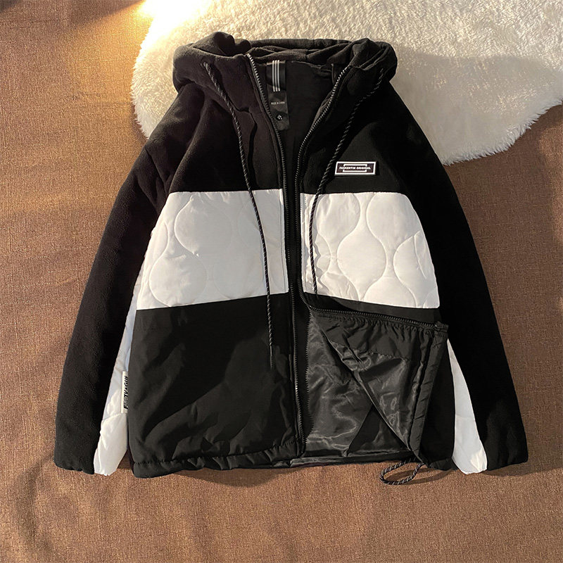 加肥加大码冬季摇粒绒拼接加厚棉衣外套男2112P100,男装棉衣,电商A309