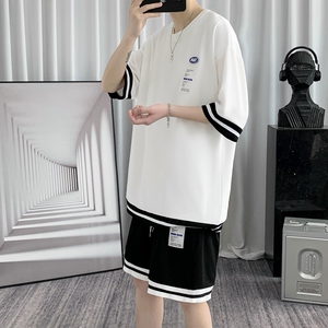 链接~ 夏季冰丝短袖套装男 TZ559P50 控78图片