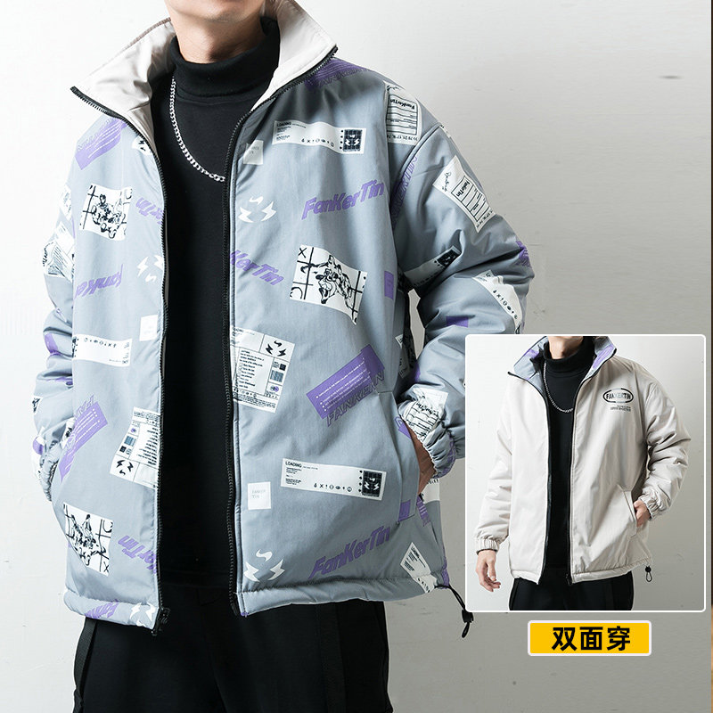 日系两面穿棉衣男士冬季加厚棉服潮牌炸街外套2100P95,男装棉衣,电商A309