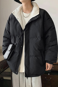 冬季主推~加绒加厚面包服情侣潮牌纯色羊羔毛立领棉衣外套666TP80图片