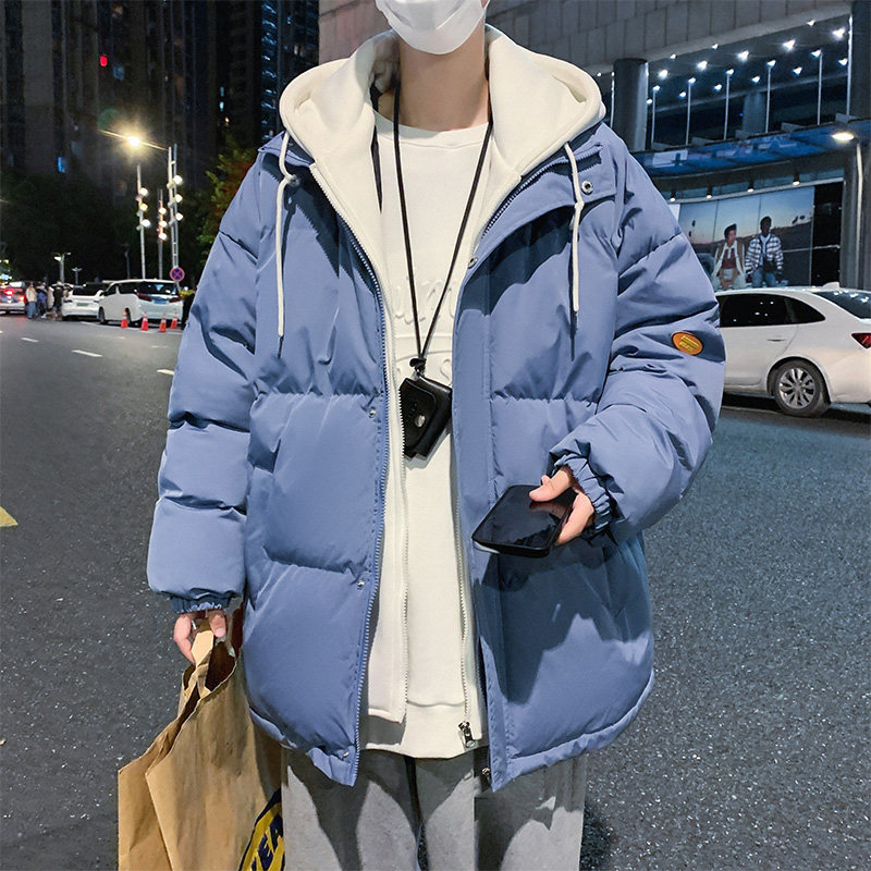 wassup happy假两件棉衣男冬季潮牌港风加厚连帽外套保暖防寒棉服图片