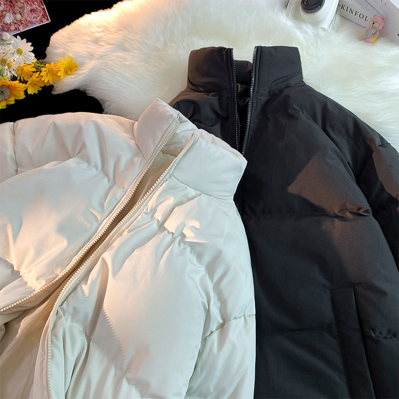 现货3万得物抖音品质保障~情侣冬季加厚纯色立领棉服外套 555TP65图片