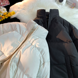 现货3万得物抖音品质保障~情侣冬季加厚纯色立领棉服外套 555TP65图片