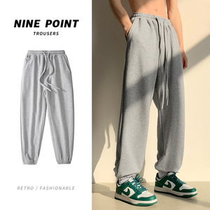 秋季新款純色束腳運(yùn)動(dòng)褲男女寬松潮牌衛(wèi)褲 A340P45圖片