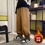 加绒加厚运动长裤男女纯色哈伦束脚卫裤A378P60控88，男装休闲裤，电商A309