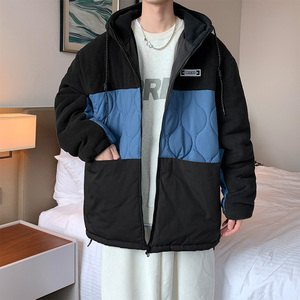 冬季摇粒绒拼接加肥加大码棉衣外套男 2112P100图片