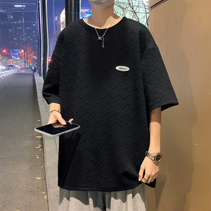 推荐~自制波浪纹华夫格情侣装短袖t恤 男 A342P35 控48图片
