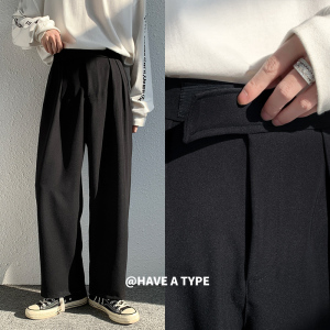 秋季新款魔術(shù)貼設(shè)計(jì)休閑西褲男寬松直筒拖地褲 A331P50圖片