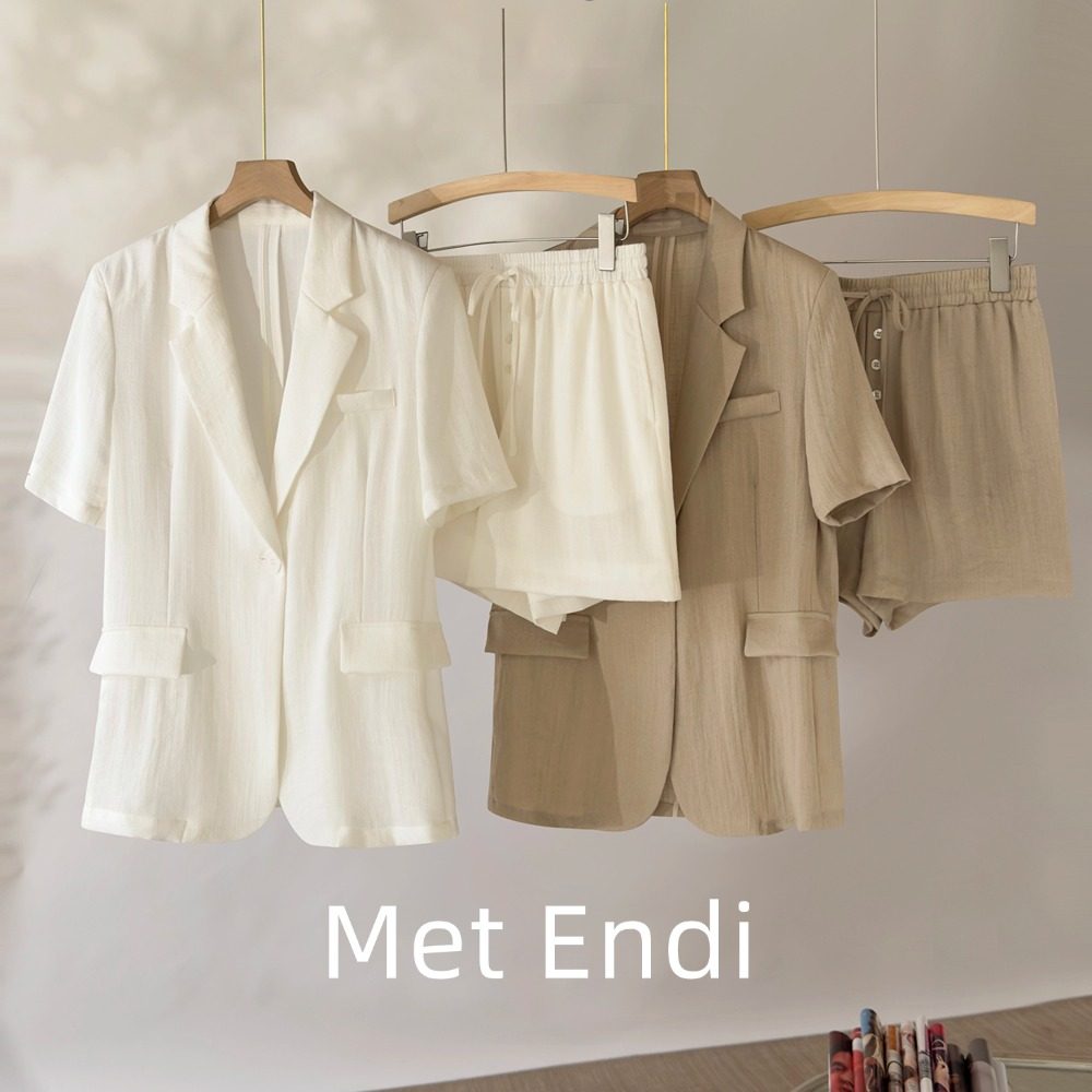 棉质短袖西装休闲裤裤子套装女夏季薄款休闲气质通勤两件套,女装/女士精品,时尚套装,淘宝优惠券,粉丝福利购,淘宝优惠卷