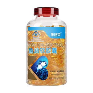 鱼油软胶囊600粒+送维生素C 康纽莱成人中老年辅助降血脂omega-3，可领5元优惠券