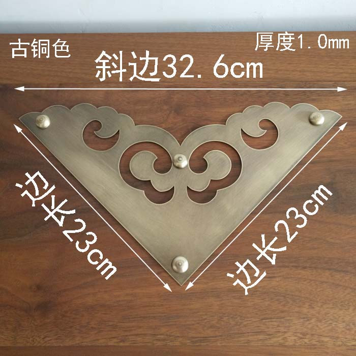 纯铜祥云门角花加厚实心黄铜包角仿古大门装饰护角别墅木门铜护角
