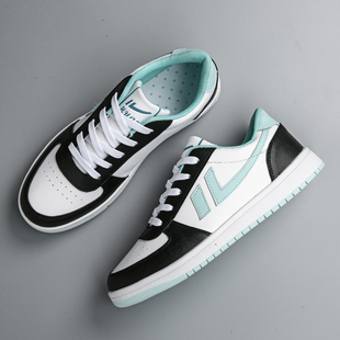 黑白勾勾熊猫鞋女款系带摩擦有声轻便透气休闲运动板鞋女春秋显瘦