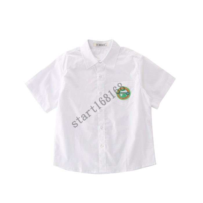 夏季英伦学院白色衬衫男童班服