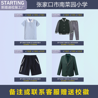 张家口市南菜园小学 学生T恤短裤西装运动服套装长裤【校服校徽】