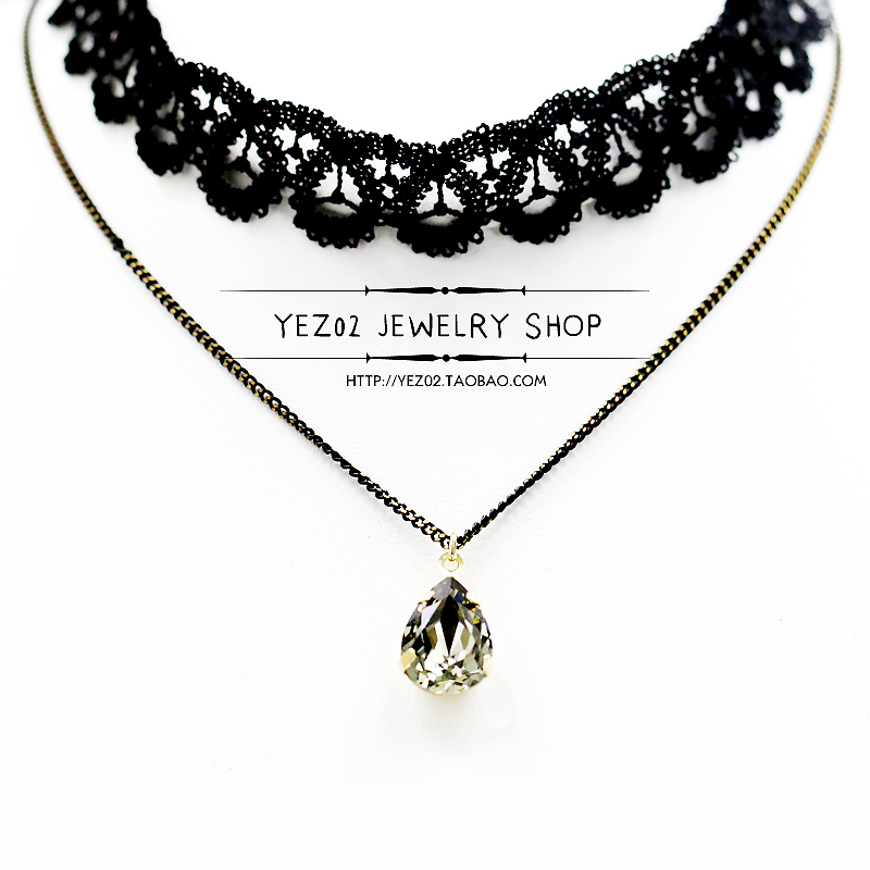 日韓國水晶項鏈超仙蕾絲鎖骨鏈女短款頸帶網紅簡約百搭choker項圈在類目 飾品/流行首飾/時尚飾品新, 項鍊中 - 來自Buy2taobao.com提供專業的淘寶代購服務