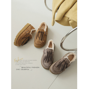 保暖增高厚底流苏踩跟乐福雪地靴毛毛鞋 过冬神器 生活家 苹果