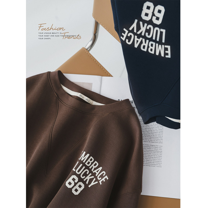 苹果的生活家|美式校园卫衣 空气层V型分割字母印花落肩袖上衣女,女装/女士精品,卫衣/绒衫,淘宝优惠券,粉丝福利购,淘宝优惠卷