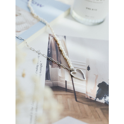 苹果的生活家|乍见心欢 镂空爱心925银淡水珍珠拼接双链设计项链