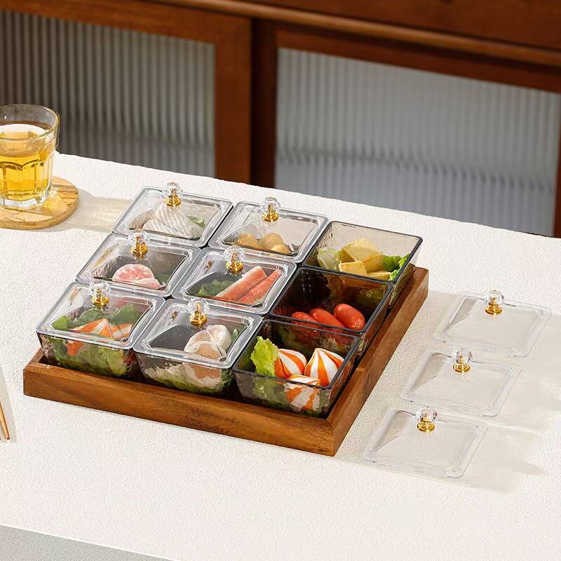 酒吧塑料水果盘干果客厅零食糖果盘小吃商用分格火锅九宫格配菜碟