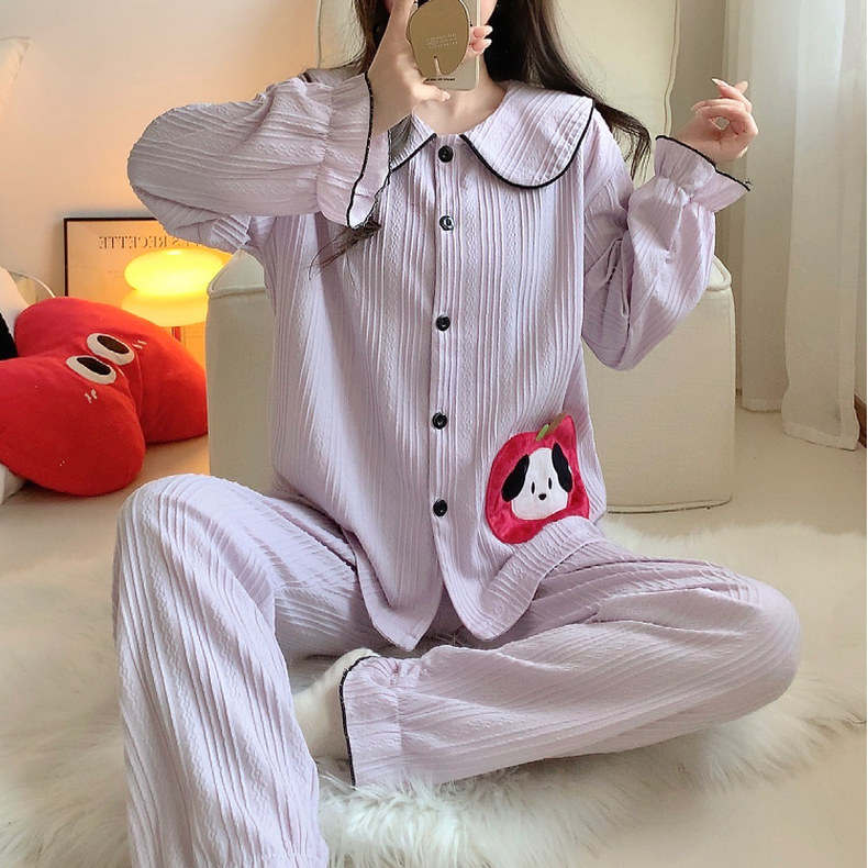 春秋季两件套睡衣女云朵棉韩版公主风长袖长裤可爱少女休闲家居服