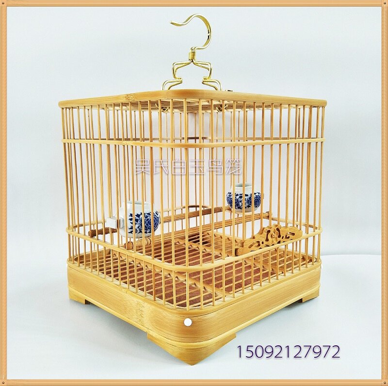 玉绣鸟笼白包邮底方靛颏鸟笼子青眼雀灰燕黄竹金子活竹红鸟笼贝子