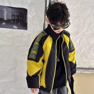 巨帅~男童短款90白鸭绒羽绒服外套夹克衫冬款儿童保暖机车棒球服