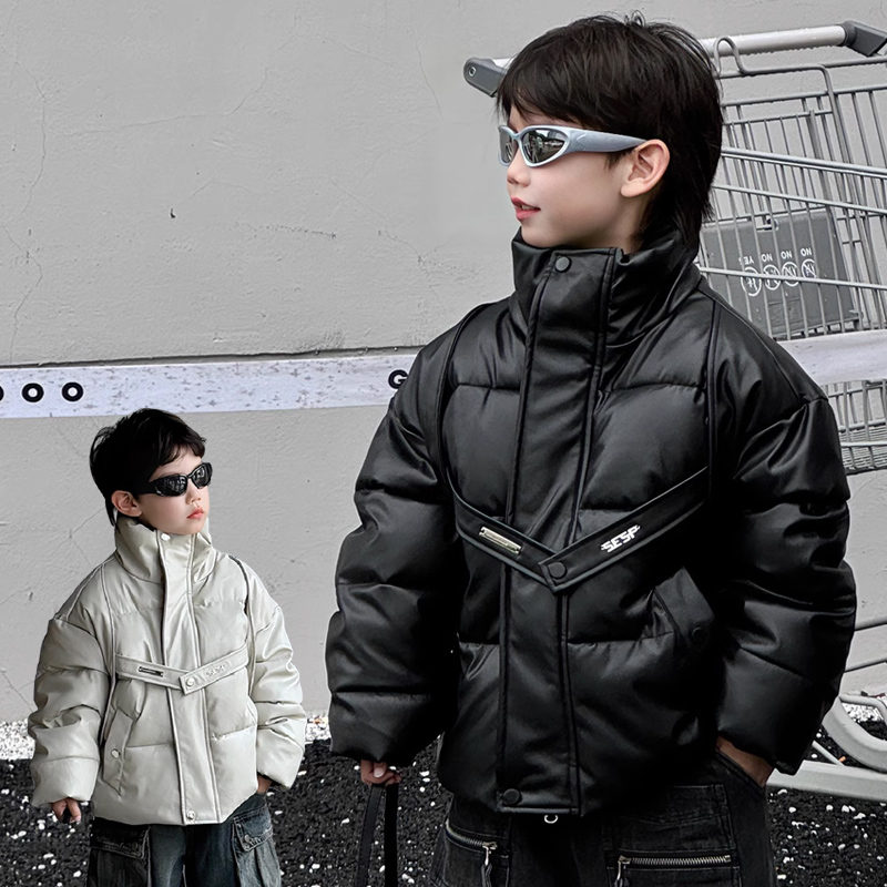 一眼就爱上~男童夹棉皮衣棉服帅