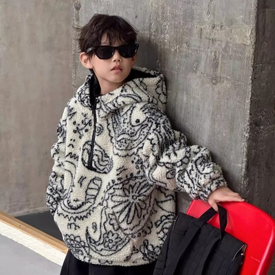 设计感~男童时尚加厚羊羔毛毛衣