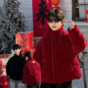 亮闪闪~男童加厚红色羽绒服外套儿童保暖90白鸭绒女童洋气童装潮