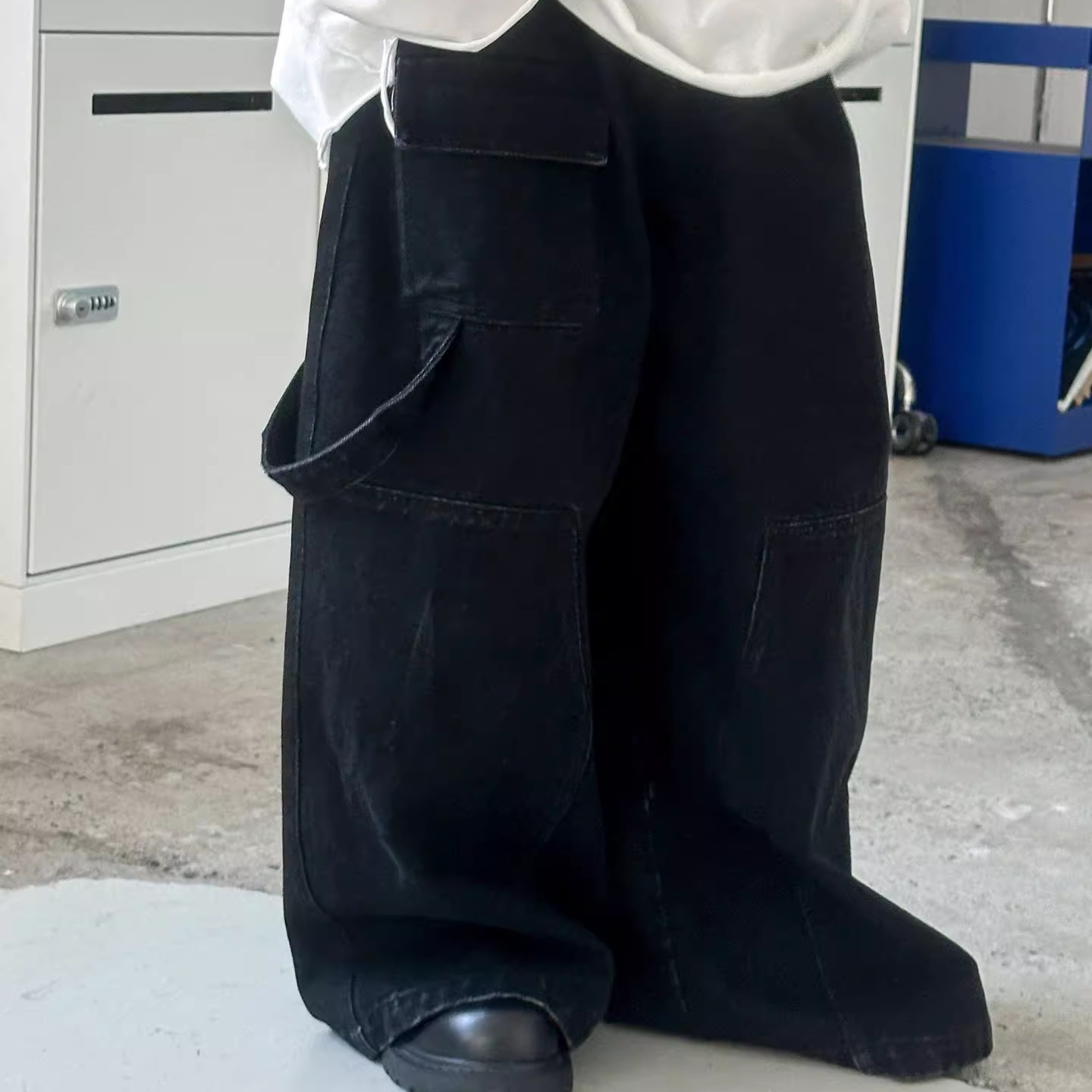 男童宽松黑色牛仔裤春秋款儿童工装裤男孩百搭长裤中童痞帅直筒裤