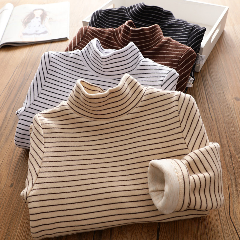 女童纯棉磨毛加绒打底衫儿童加厚保暖条纹长袖中高领上衣冬季百搭,童装/婴儿装/亲子装,T恤,淘宝优惠券,粉丝福利购,淘宝优惠卷